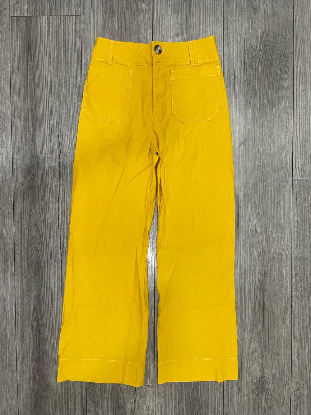 Anthropologie Maeve Colette Cropped Wide-Leg Pants in Yellow Size 26
